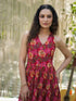 Women Red Floral Printed Pure Cotton Tiered Fit and Flare Dress